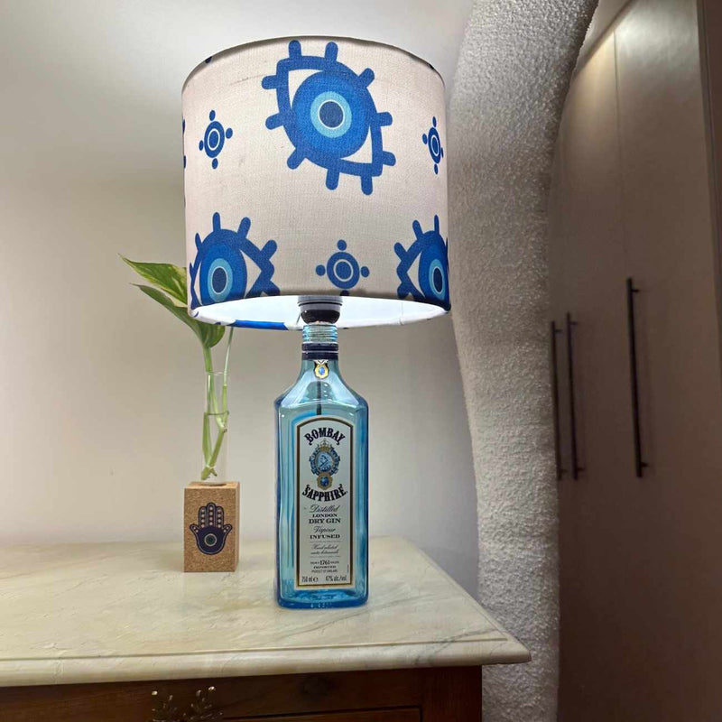 Upcycled Bombay Sapphire Bottle Shade Lamp
