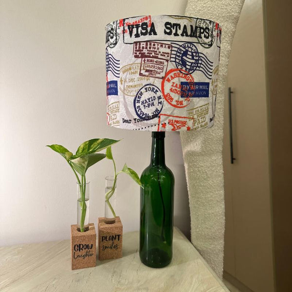 Upcycled Wine Bottle Visa Shade Lamp