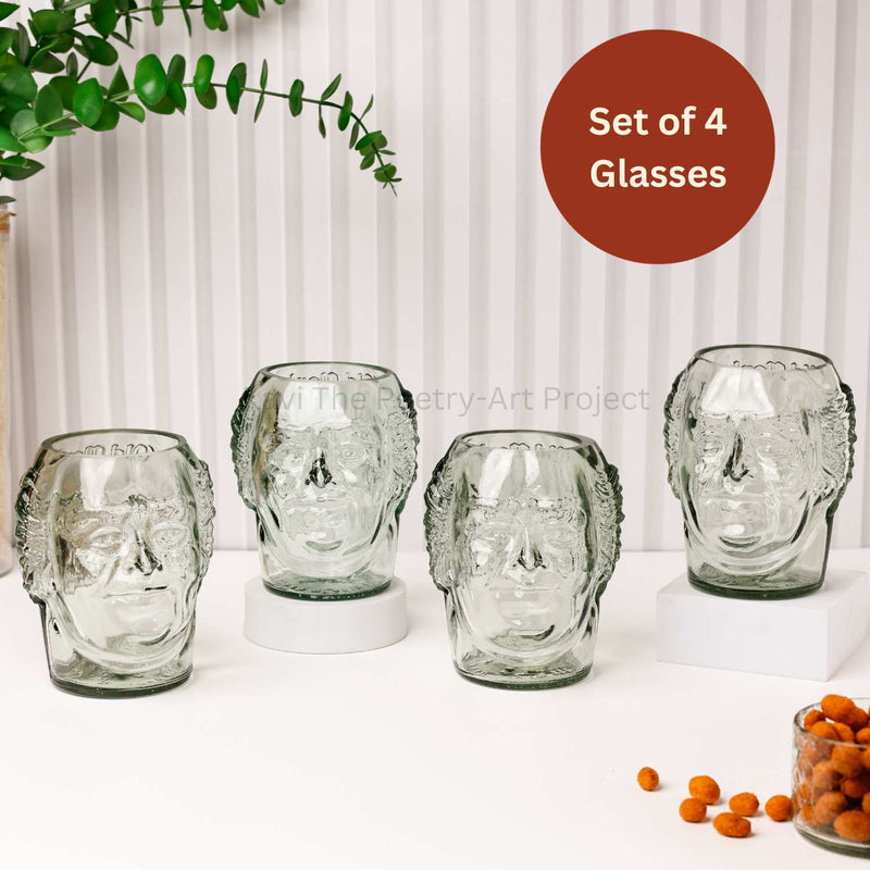 Small Old Monk Face Glasses 300ML (Set of 4)