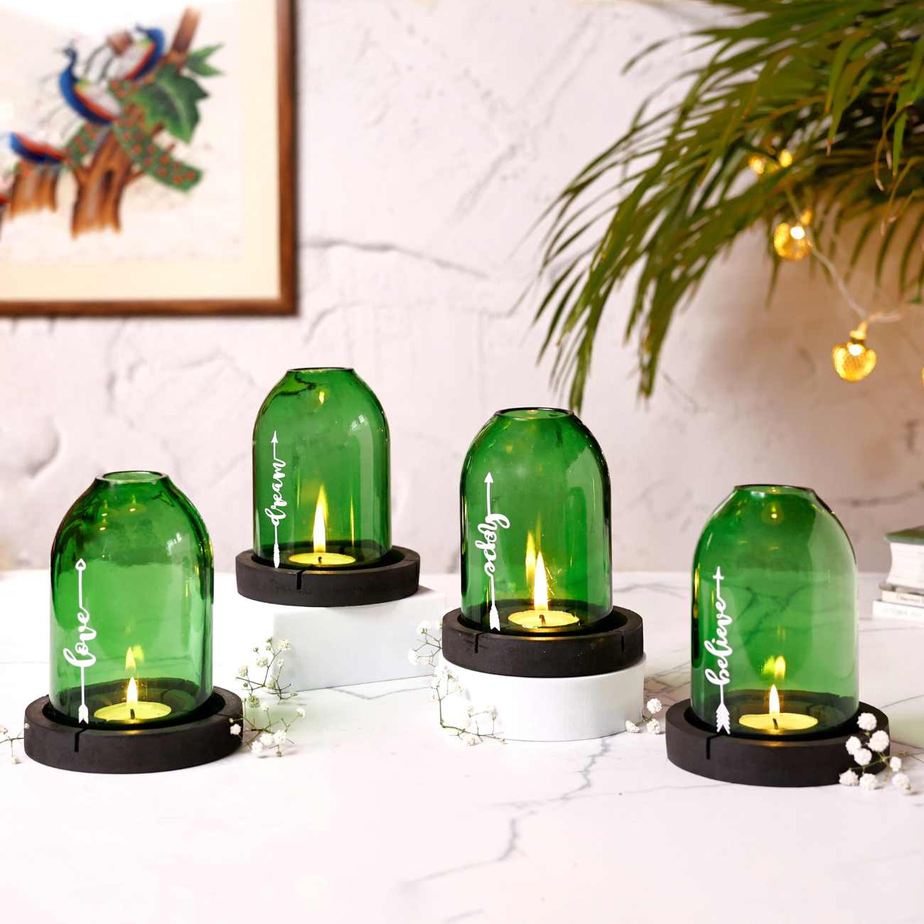 Upcycled Bottle Tea Light Holder Combo (Set of 4)