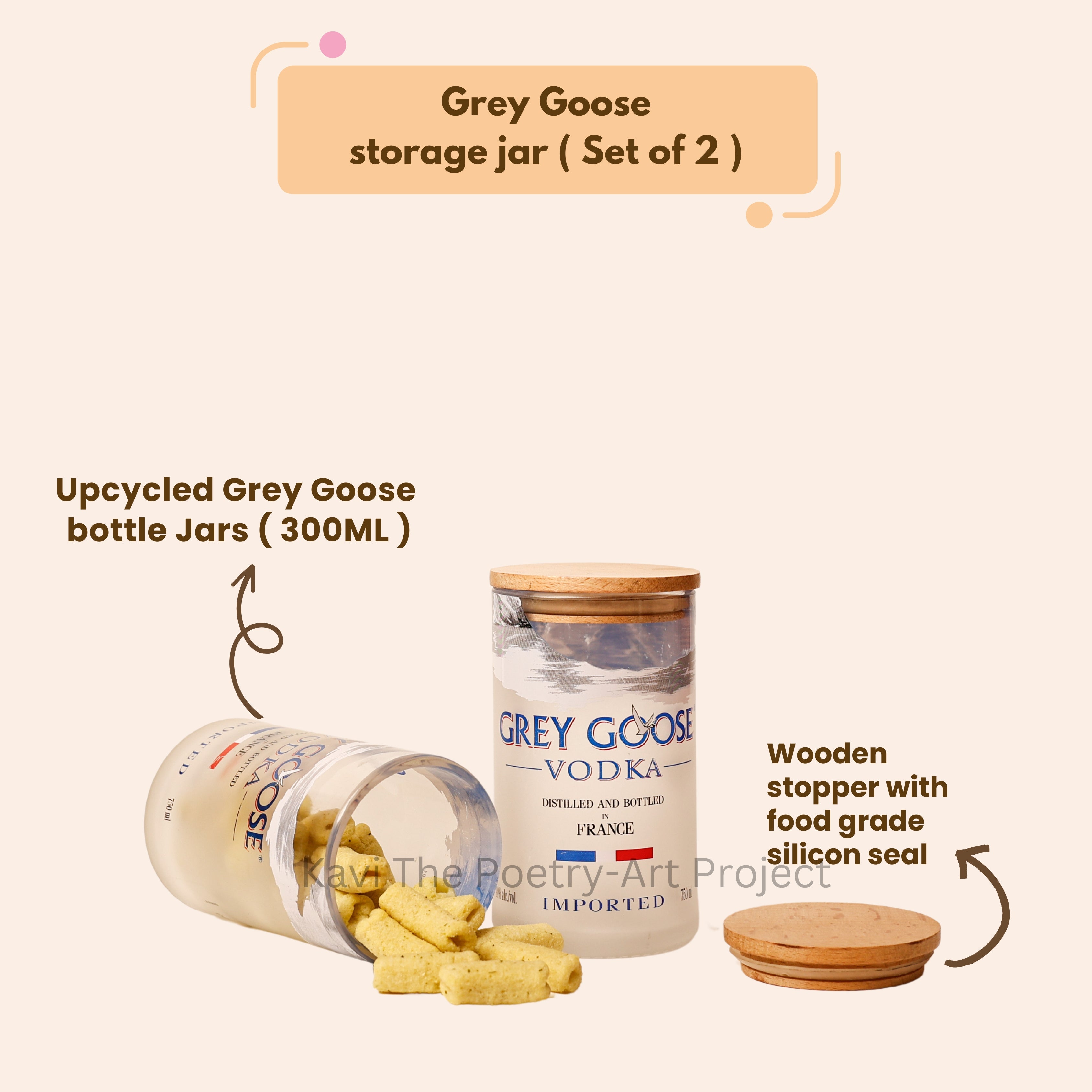 Kavi Grey Goose Bottle Jars (Set of Two) - Kavi The Poetry-Art Project