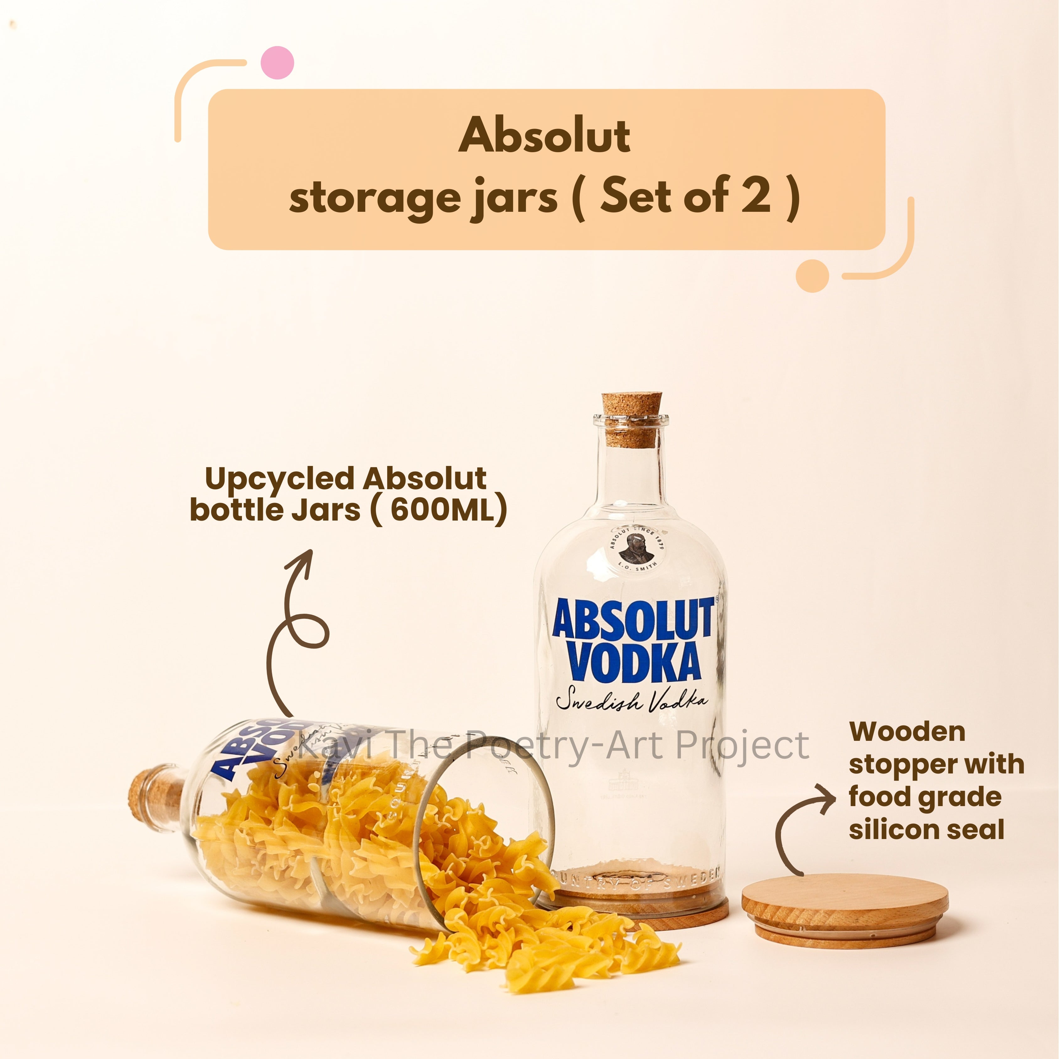 Kavi Recycled Vodka Jars (Set of Two) - Kavi The Poetry-Art Project