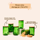 Green Wine Bottle Jars ( Set of 6 )