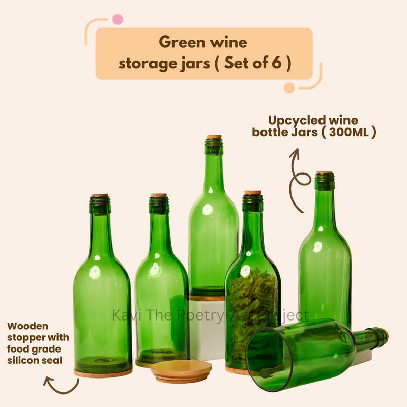 Kavi Green Wine Upcycled Jars (Set of Six)