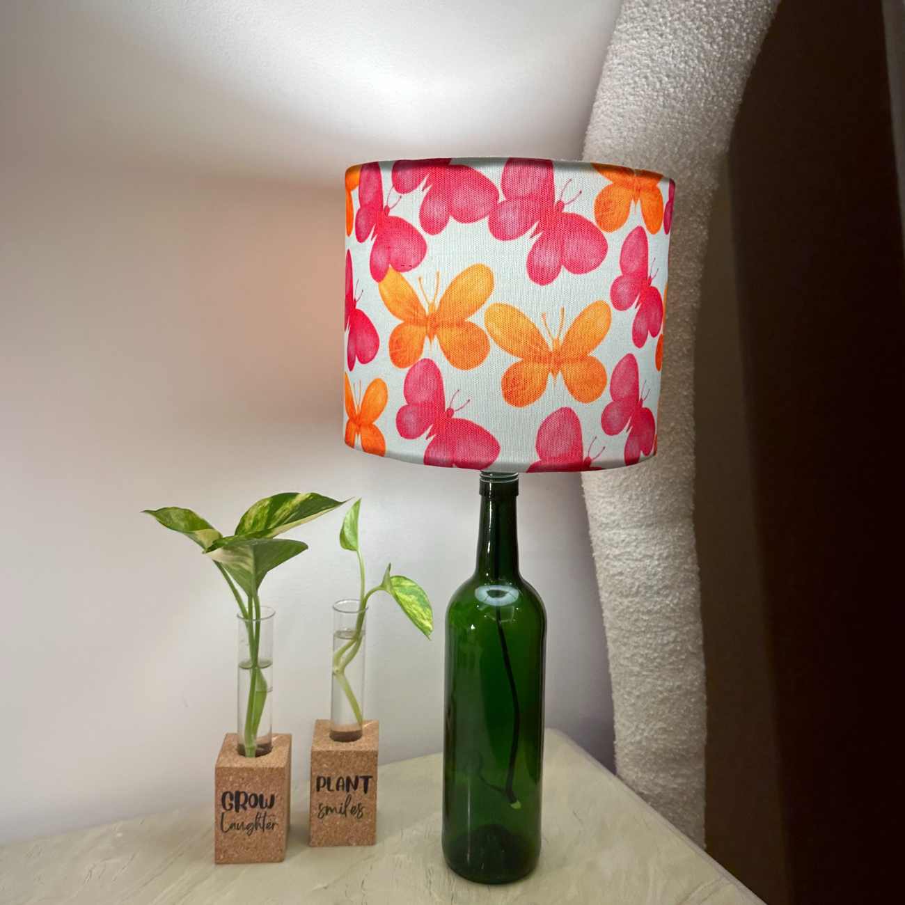 Upcycled Wine Bottle Shade Lamp