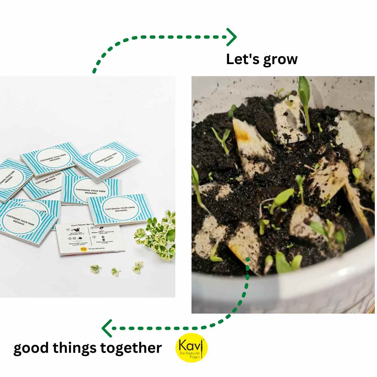 Blue Customised Seed Paper Cards with Envelopes (Set of 50)