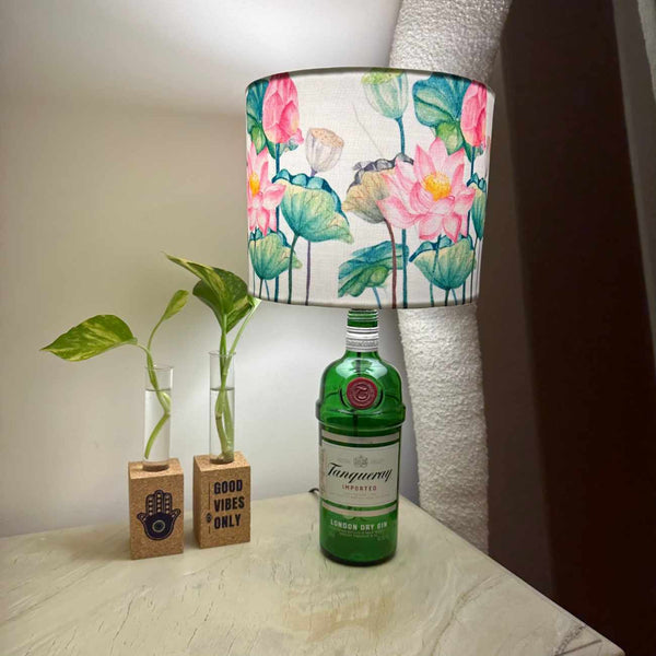 Upcycled Tanqueray Bottle Lotus Shade Lamp