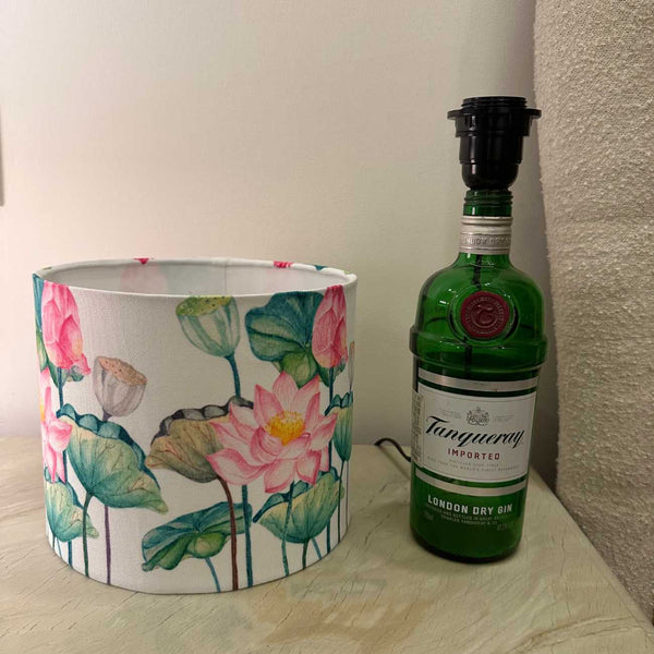 Upcycled Tanqueray Bottle Lotus Shade Lamp