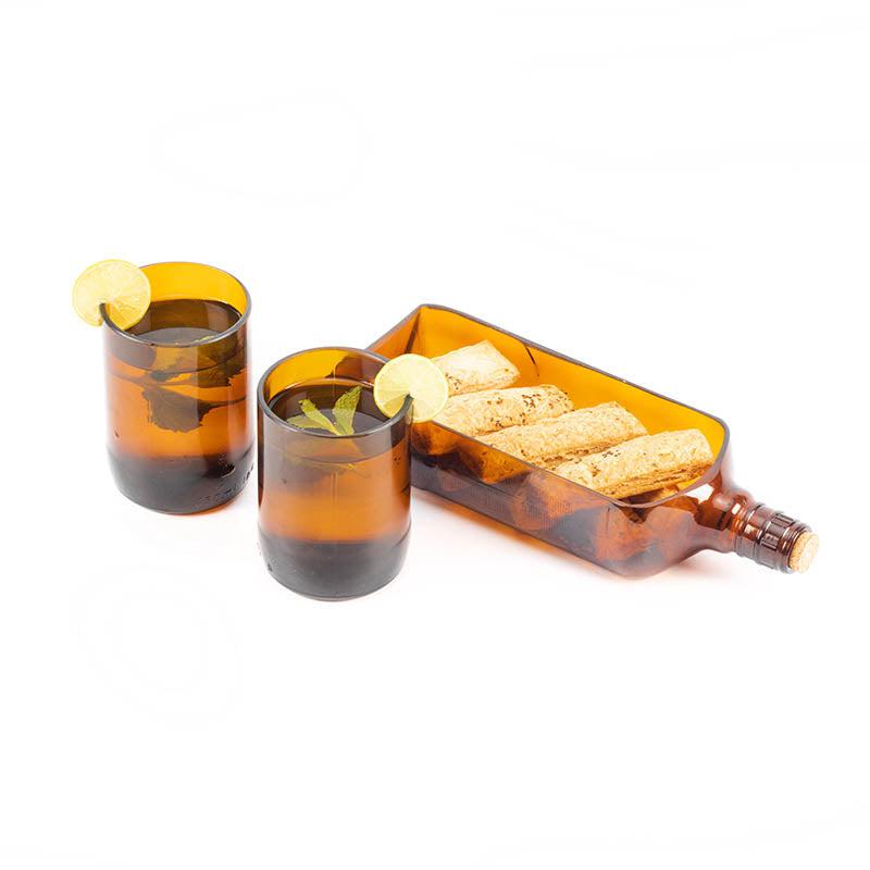 Ballantine Bottle Platter With Glasses