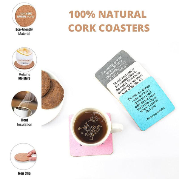 Classic Quotes Cork Coasters Set