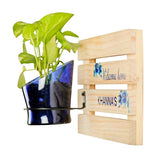 Customised Blue Flowers Living Name Board With Antiquity Planter