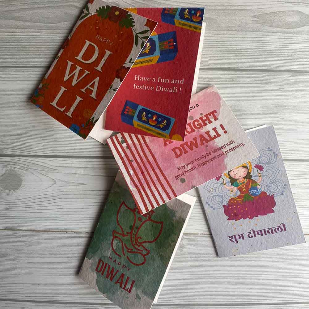 Diwali Seed Paper Cards with Envelopes (Set of 5)