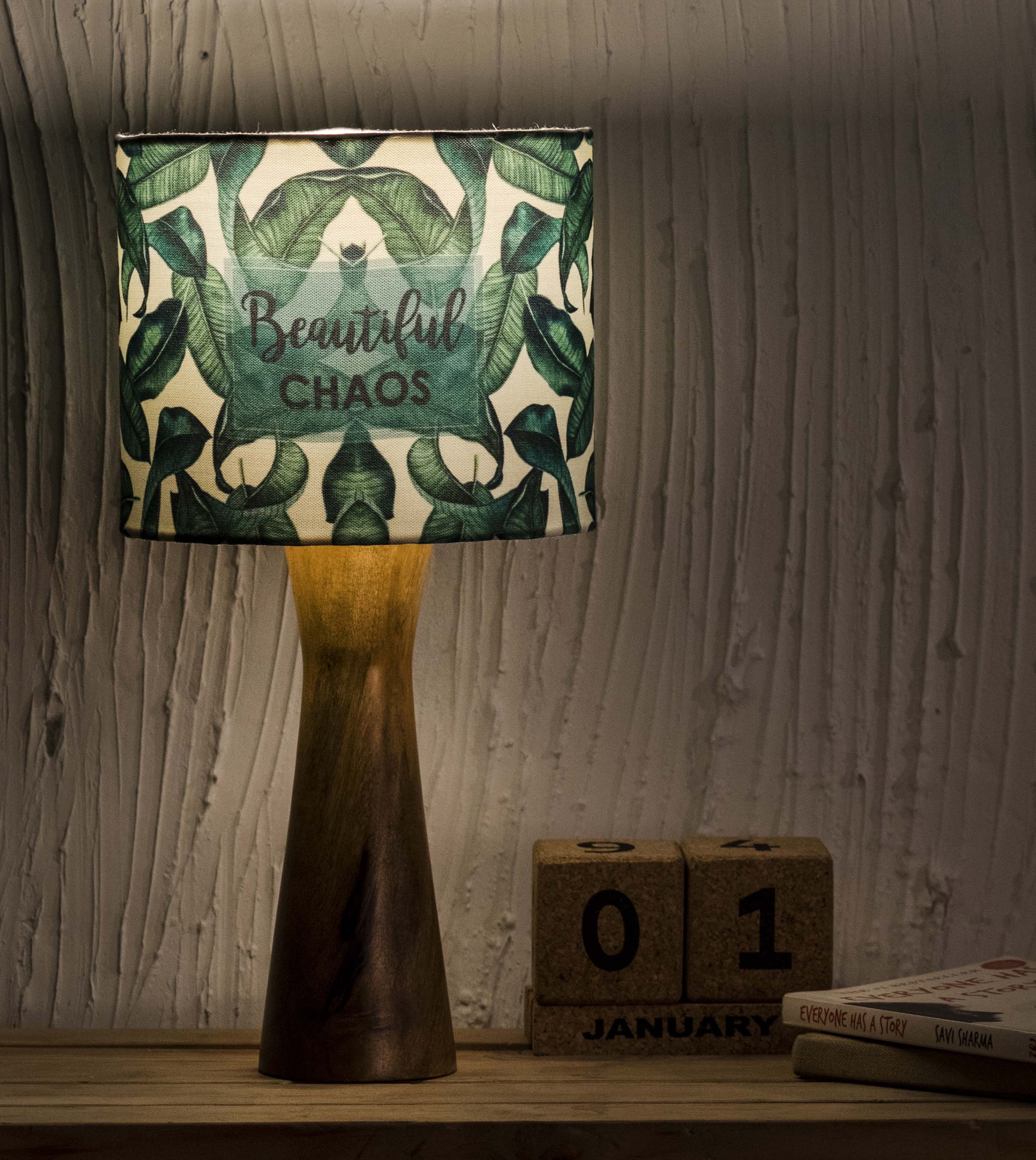 Kavi Beautiful Chaos Wooden Shade Lamp (Round)