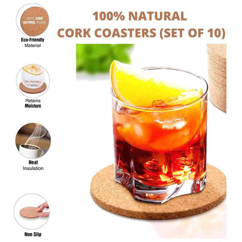 Kavi Cork Round Coasters (Set of 10)