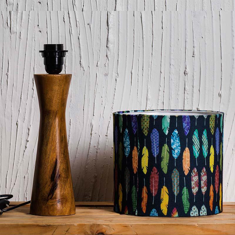 Kavi Feather Wooden Shade Lamp (Round)