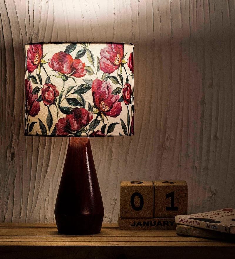 Kavi Flower Wooden Shade Lamp (Oval)
