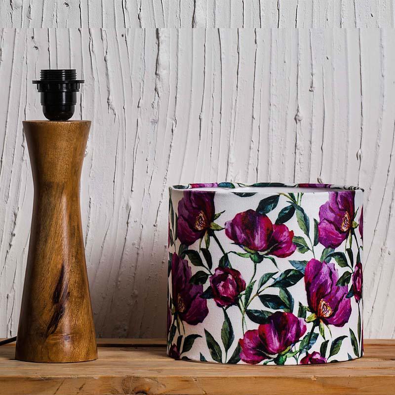 Kavi Flower Wooden Shade Lamp (Round)