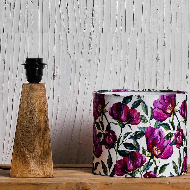 Kavi Flower Wooden Shade Lamp (Square Base)