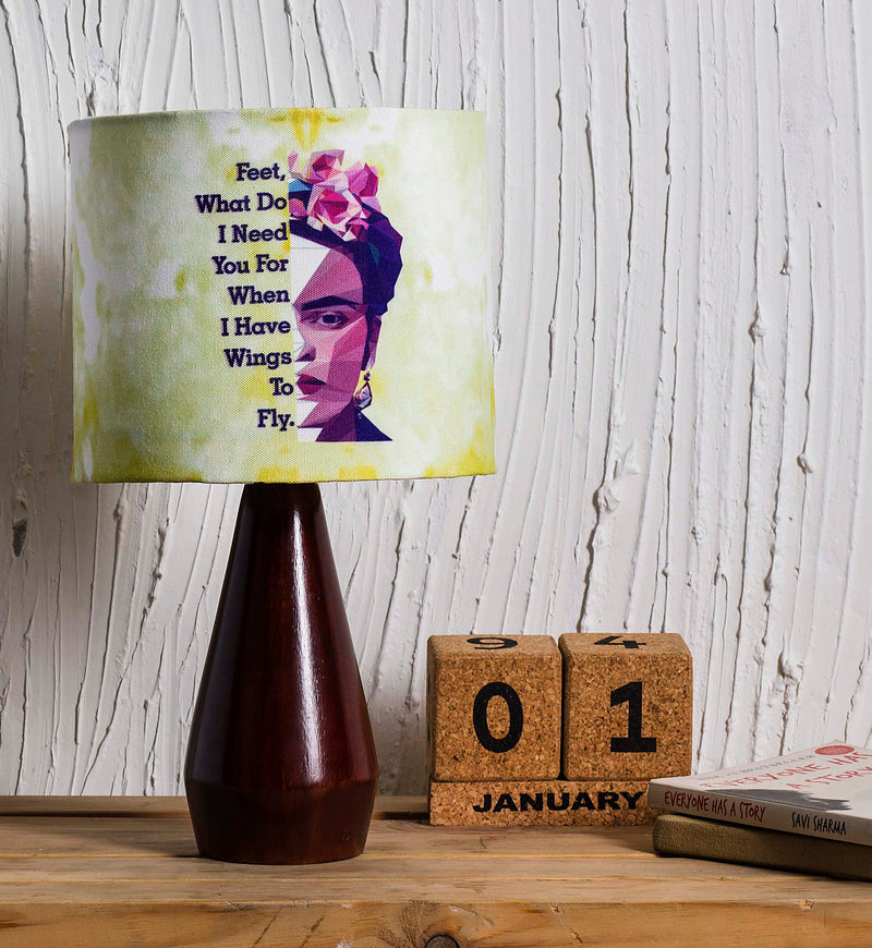 Kavi Frida Kahlo Wooden Shade Lamp (Oval)