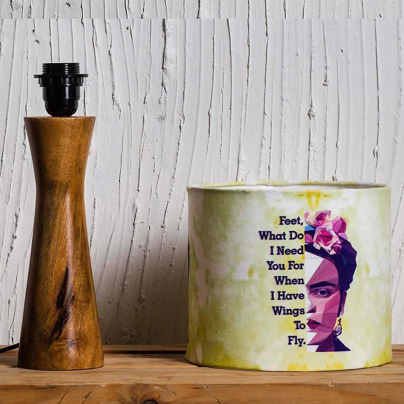 Kavi Frida Kahlo Wooden Shade Lamp (Round)