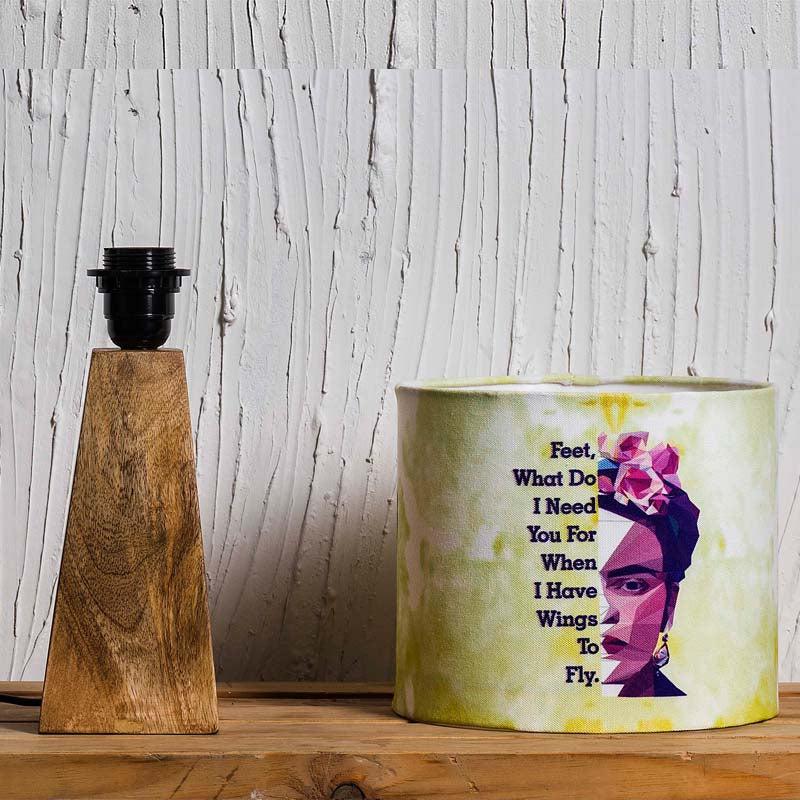 Kavi Frida Kahlo Wooden Shade Lamp (Square Base)