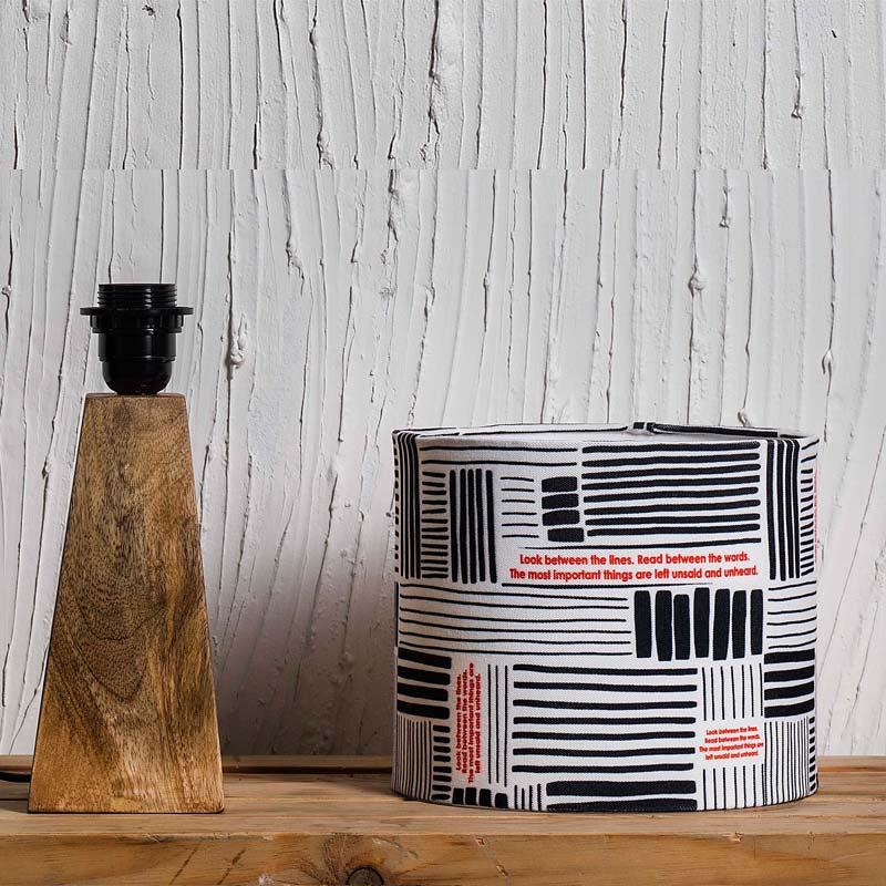 Kavi Geometric Pattern Wooden Shade Lamp (Square Base)