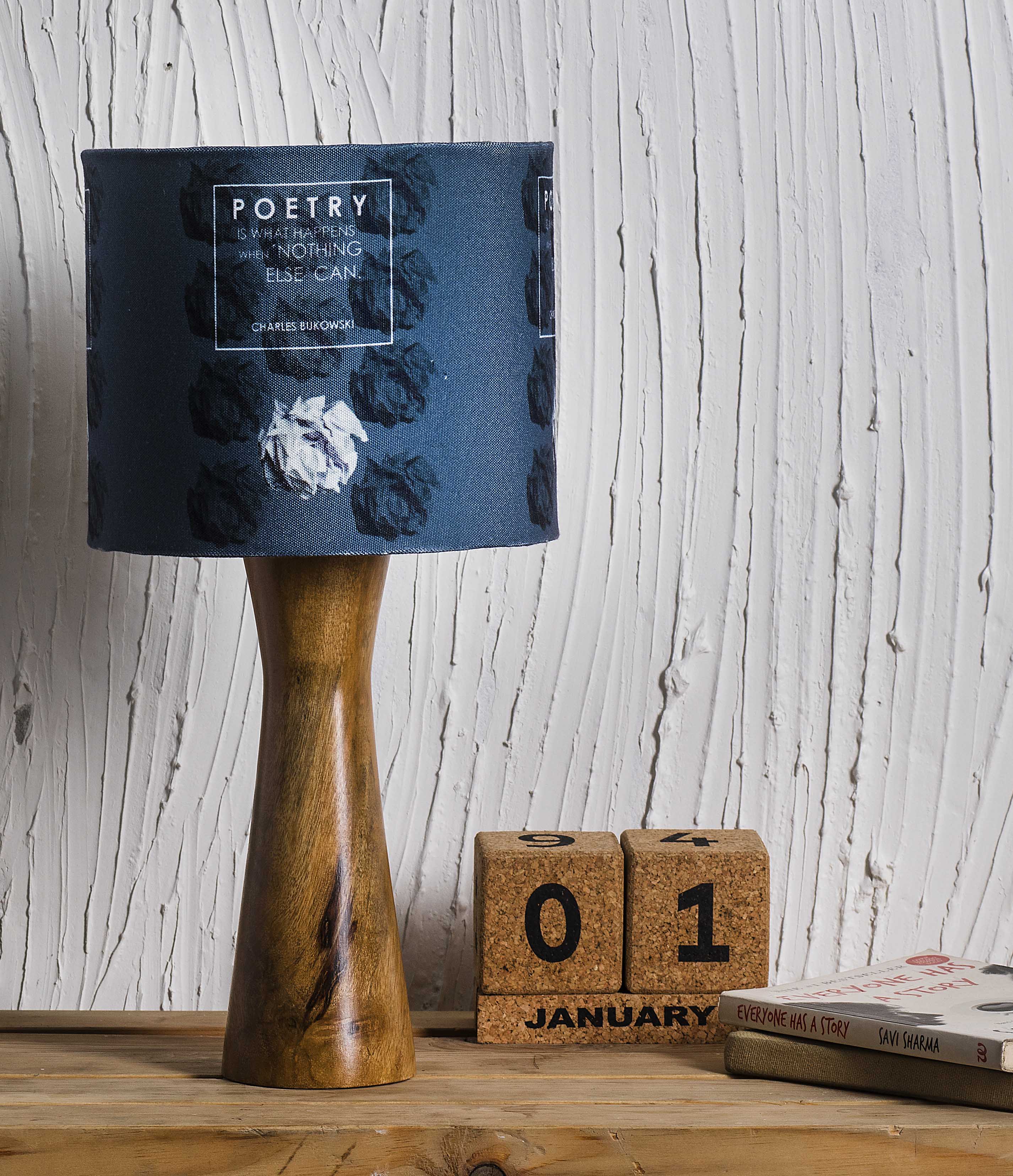 Kavi Poetry Wooden Shade Lamp (Round)