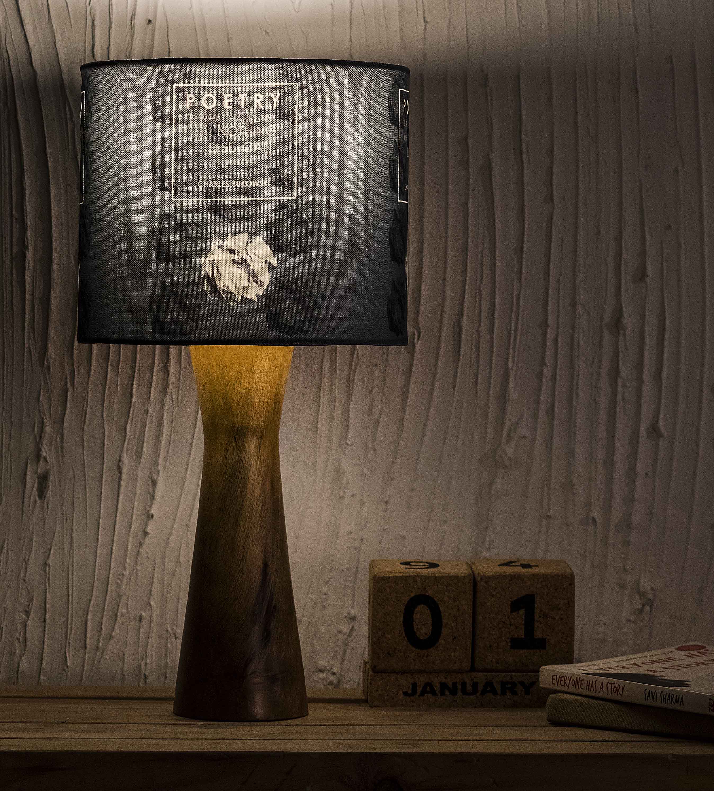 Kavi Poetry Wooden Shade Lamp (Round)