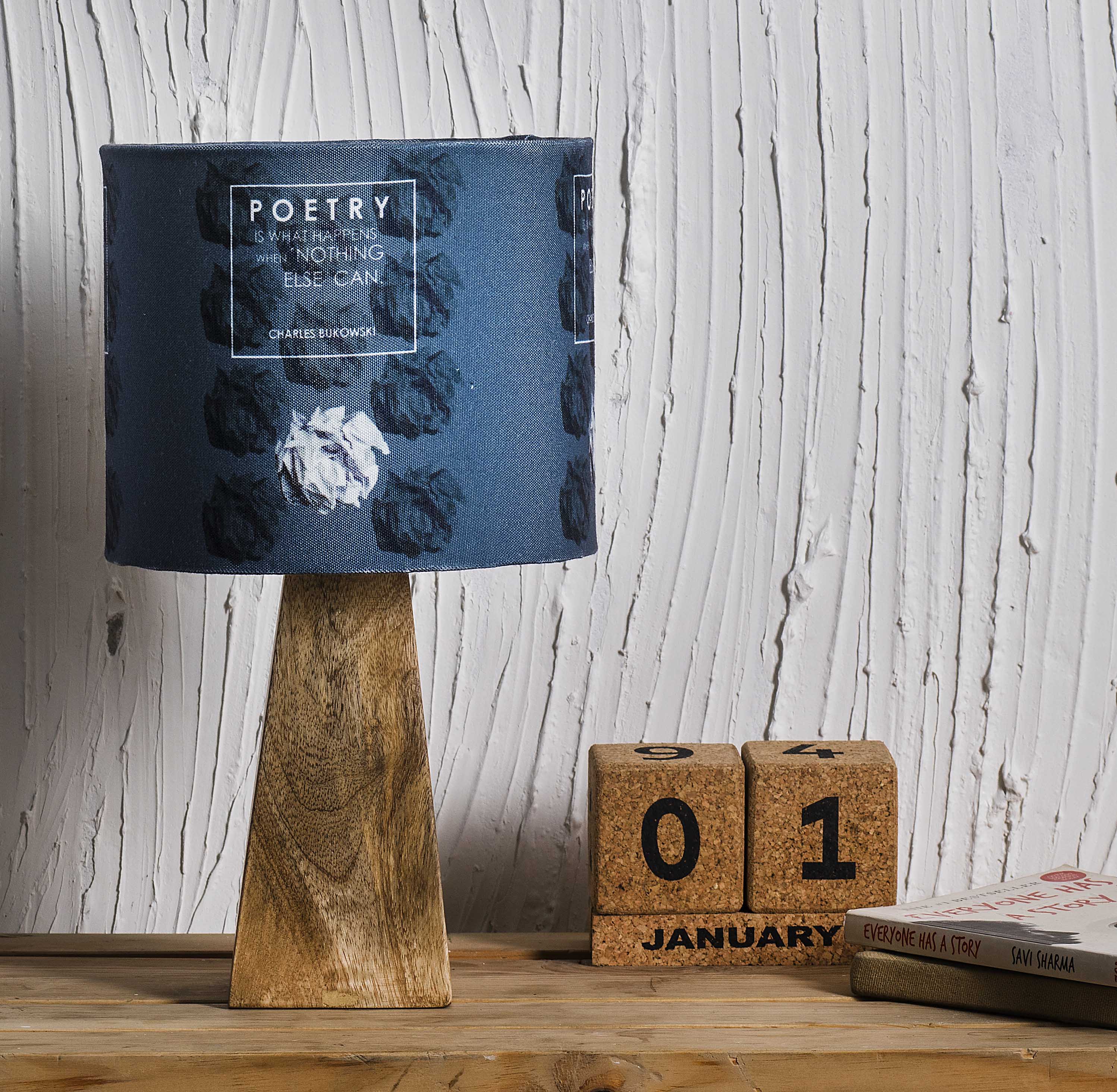 Kavi Poetry Wooden Shade Lamp (Square Base)