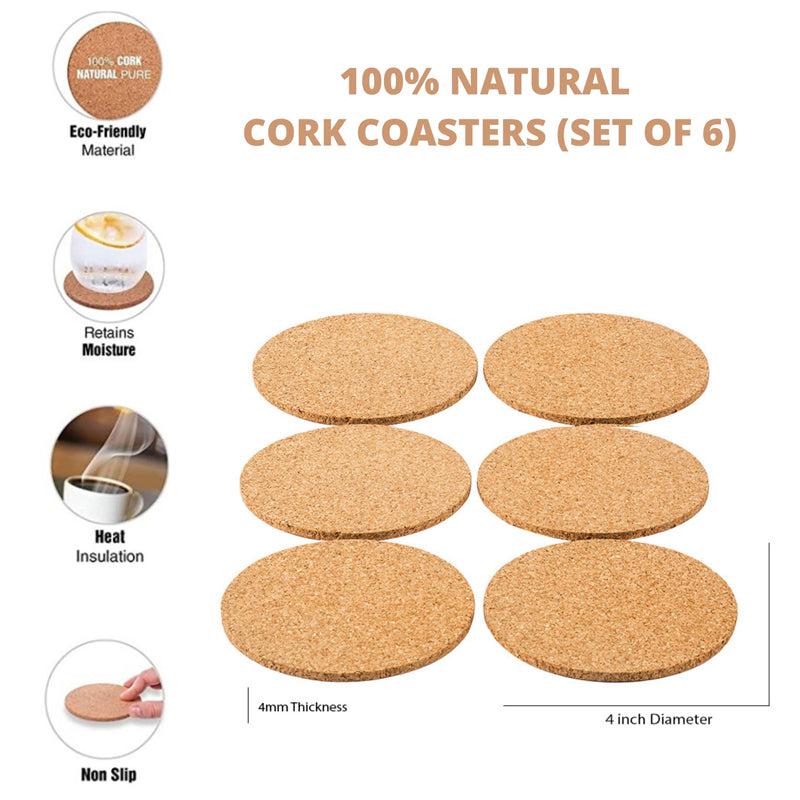 Kavi Round Cork Coasters (Set of 6)
