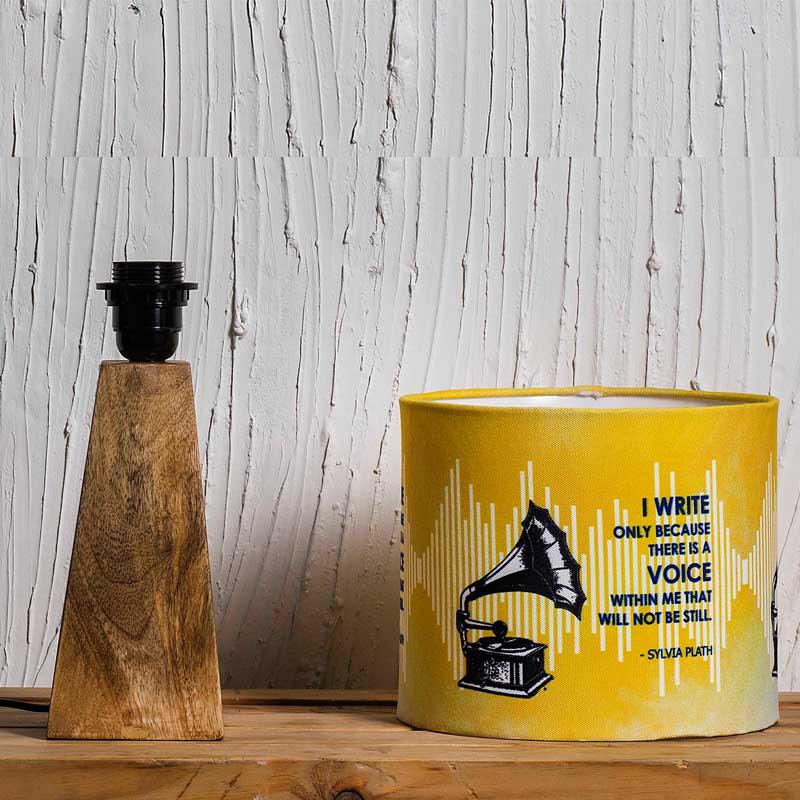 Kavi Sylvia Plath Wooden Shade Lamp (Square Base)