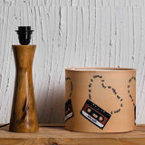 Kavi Vintage Cassettes Wooden Shade Lamp (Round)