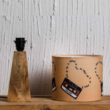 Kavi Vintage Cassettes Wooden Shade Lamp (Square Base)