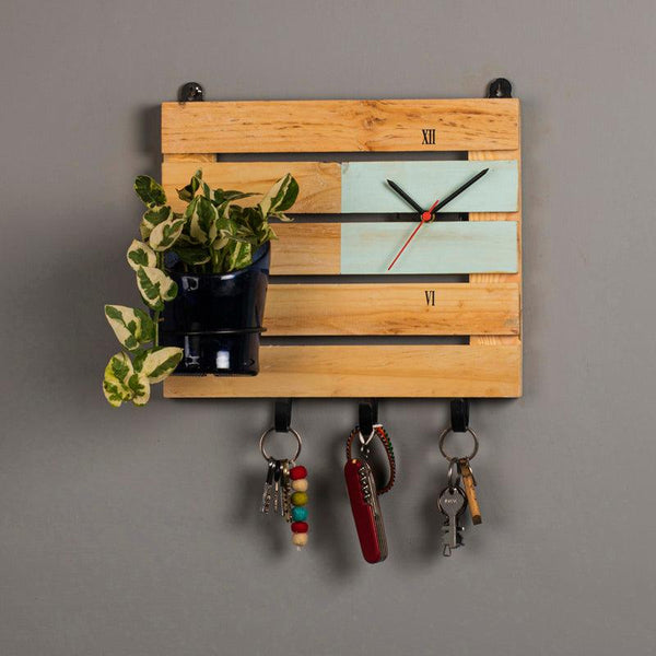 Multipurpose Wooden Board with Antiquity Planter (Sea Green)
