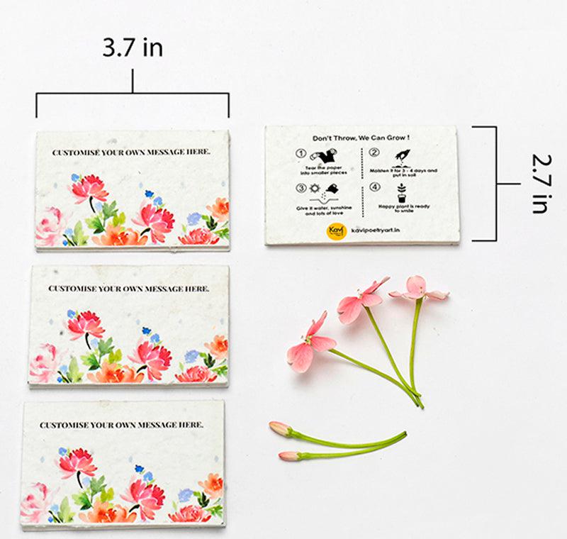 Pink Flower Customised Seed Paper Cards (Set of 25)