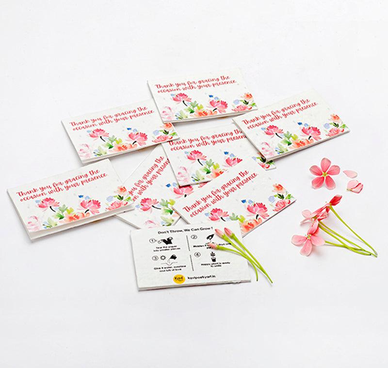 Pink Flowers Thank You Seed Paper Cards (Set of 12)