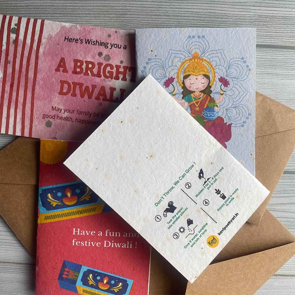 Diwali Seed Paper Cards with Envelopes (Set of 5)